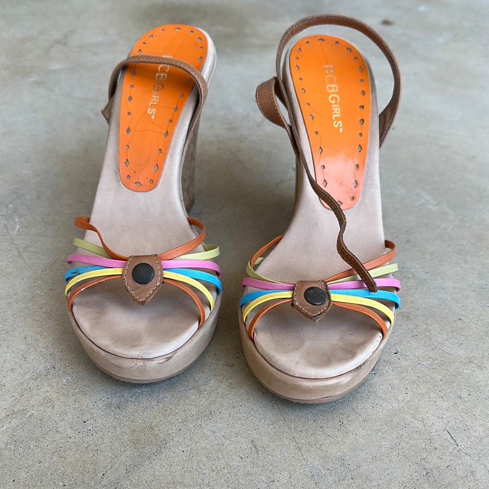 BCBGirls Vibrant Rainbow Strappy Sandals